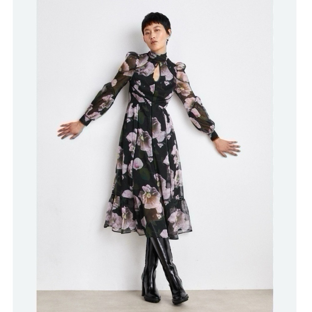 NEW Ted Baker Women’s Pohlley Ladder Trim Midi Dress Size 0 - Picture 4 of 11
